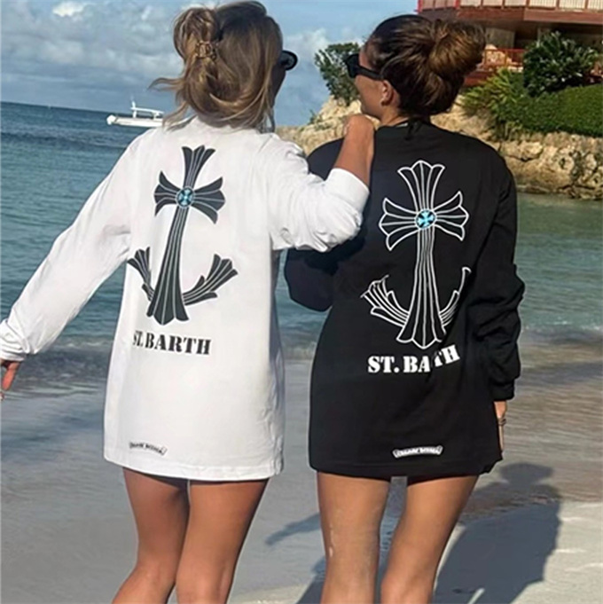 chrome hearts st. barth anchor cross print long sleeve t-shirt